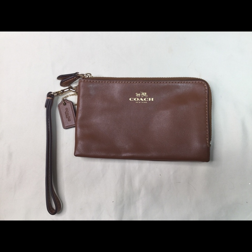 Coach Leather Double Corner Zip Wallet Wristlet
